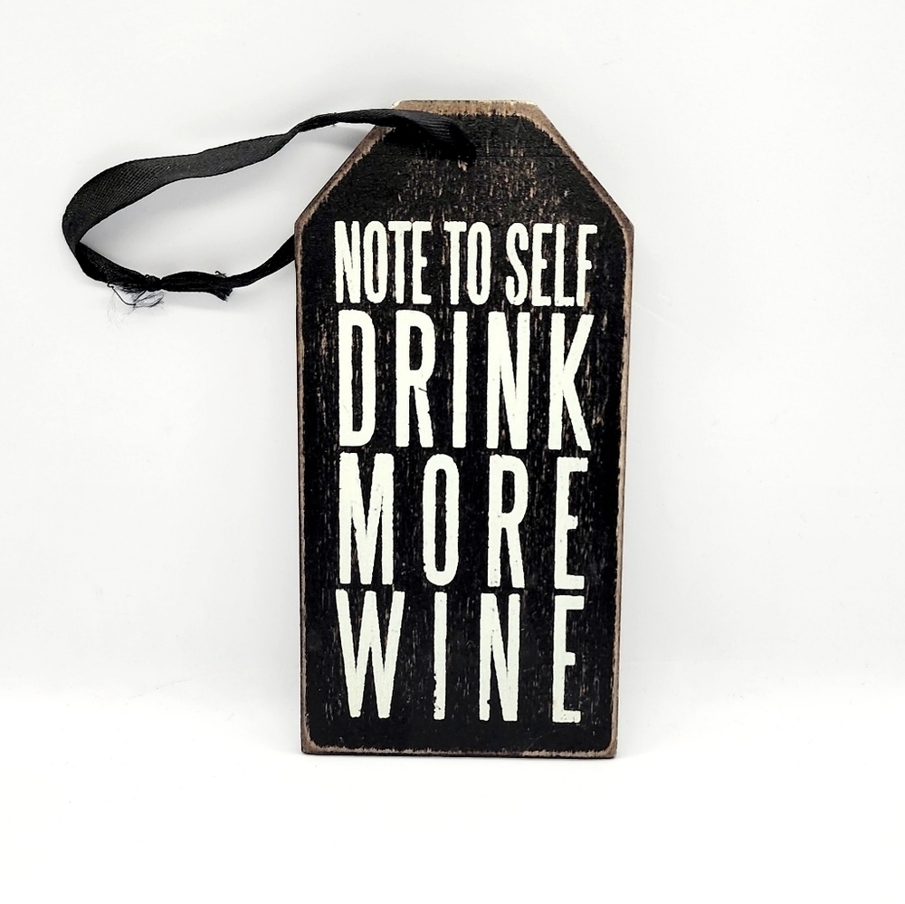 'Note to Self Drink More Wine' Wooden Wine Bottle Tag